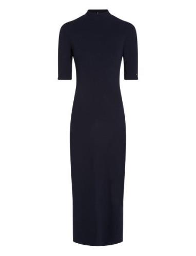 Slim 5X2 Rib Midi Dress 1/2 Navy Tommy Hilfiger