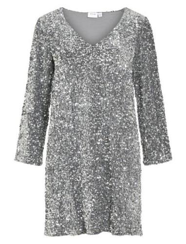 Vifaith V-Neck L/S Sequin Dress/Vol Silver Vila