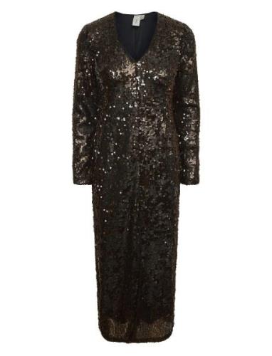 Yaspio Ls Sequin Long Dress - Show Brown YAS