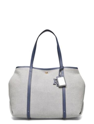 Canvas & Leather Large Emerie Tote Blue Lauren Ralph Lauren