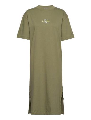 Monogram Logo T-Shirt Dress Khaki Calvin Klein Jeans