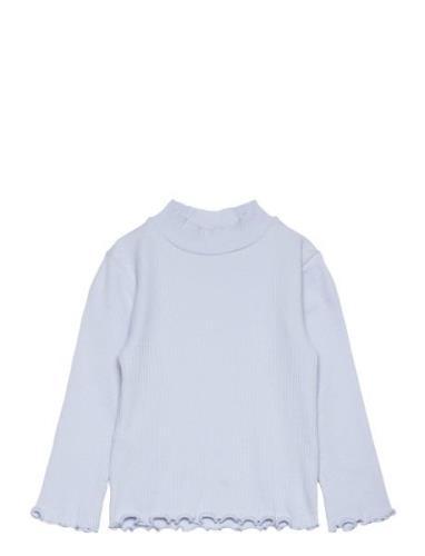 Turtleneck Long-Sleeved T-Shirt Blue Mango