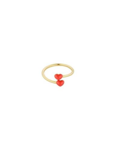 Little Big Love Ring - Goldplated Red Design Letters