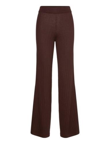 Fine Knit Wide Pants Brown Davida Cashmere