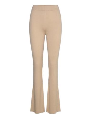 Fine Knit Rib Pants Beige Davida Cashmere