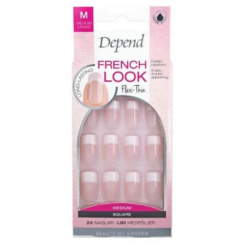Depend French Look Pink Shimmer Medium Square 24pcs