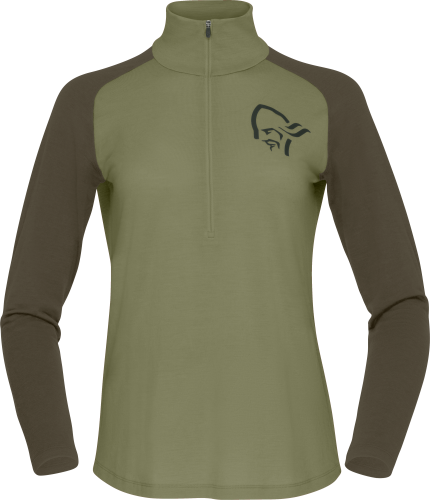 Norrøna Women's Femund pureUll Zip Neck Loden Green