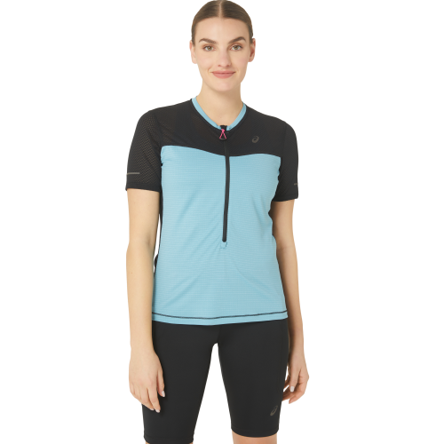 Asics Women's Fujitrail Short Sleeve Top Performance Black/Gris Blue