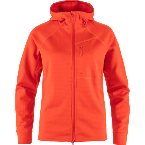 Fjällräven Women's Abisko Grid Fleece Hoodie Flame Orange