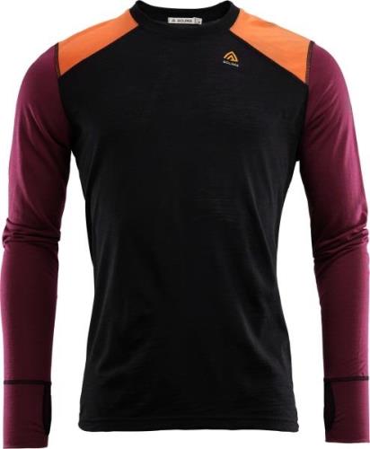 Aclima LightWool Reinforced Crew Neck Man Jet Black/Zinfandel/Orange T...