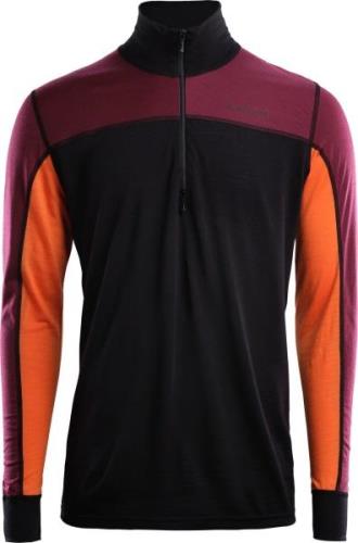 Aclima LightWool Reinforced Mockneck Man Jet Black/Zinfandel/Orange Ti...