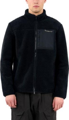 Knowledge Cotton Apparel Men's Teddy Fleece Zip Sweat Black Jet