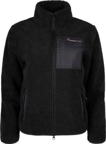 Knowledge Cotton Apparel Women's Teddy High Neck Zip Jacket Black Jet