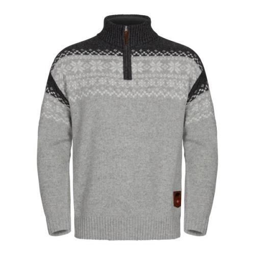 Gridarmor Men's Snøkrystall Half Zip Ullgenser Light Grey/Dark Grey/Wh...