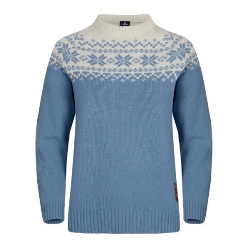 Gridarmor Women’s Snøkrystall Round Neck Ullgenser Light Blue/White