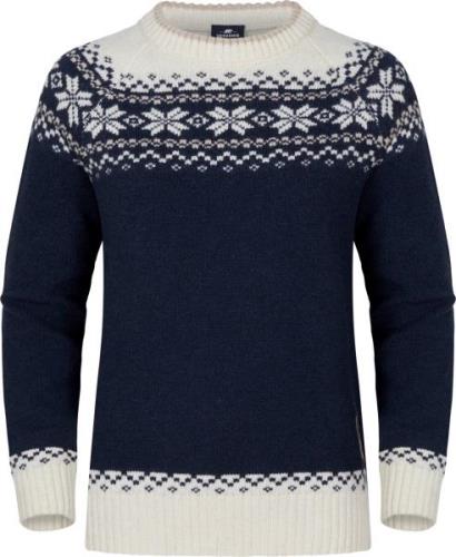 Gridarmor Women’s Snøkrystall Round Neck Ullgenser Navy Blue/Beige/Whi...