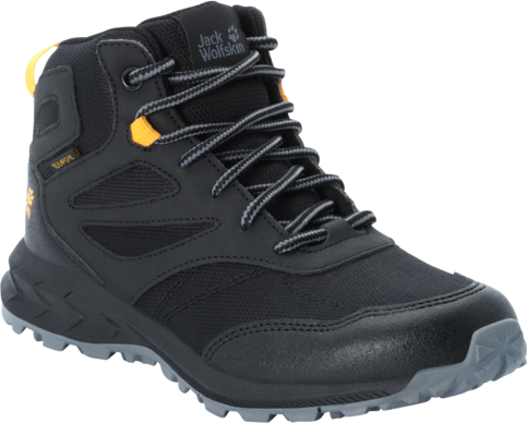 Jack Wolfskin Kids' Woodland Texapore Mid Black/Burly Yellow Xt