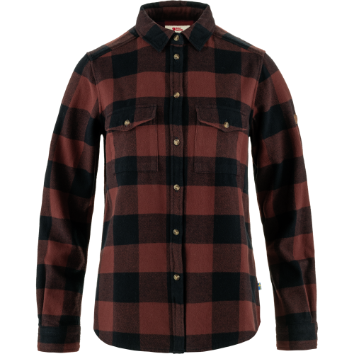 Fjällräven Women's Övik Heavy Flannel Shirt Dark Navy-Maroon