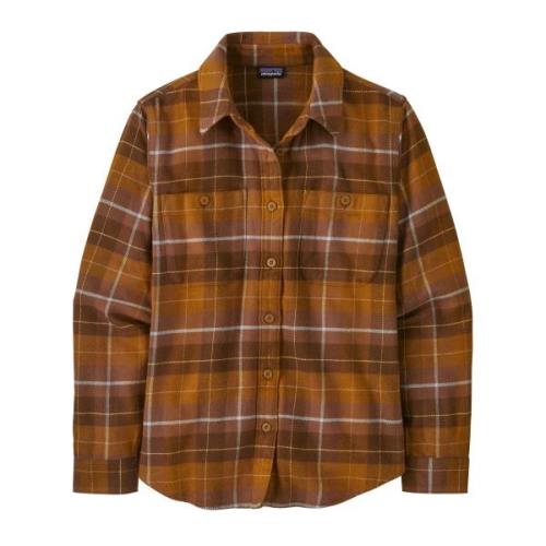 Patagonia Women's Fjord Flannel Shirt Happy Camper/Shelter Brown