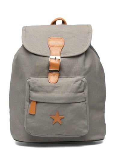Baggy Back Pack, Grey With Leather Star Accessories Bags Backpacks Gre...