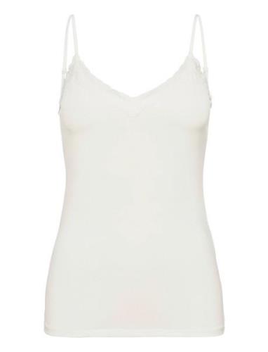 Pckate Lace Singlet Noos Toppi White Pieces