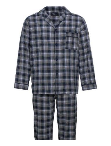 Mens Flanell Pyjama Pyjama Blue TOPECO