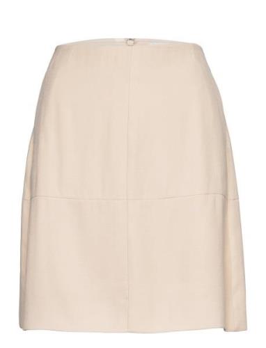 Viscose Twill Mini Skirt Lyhyt Hame Beige Calvin Klein