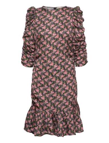 Bubble Satin Rouching Dress Lyhyt Mekko Multi/patterned By Ti Mo