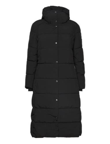 Savannah Long Puffer Coat Topattu Pitkä Takki Black Jofama