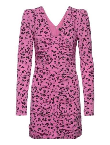 Fine Jacquard Button Dress Lyhyt Mekko Pink ROTATE Birger Christensen