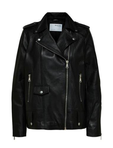 Slfmadison Leather Jacket B Noos Nahkatakki Black Selected Femme
