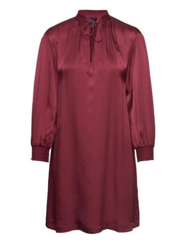 D1. Stand Collar Dress Lyhyt Mekko Burgundy GANT