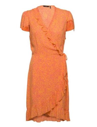 Vmmenny Short C/S Wrap Dress Wvn Ga Lyhyt Mekko Orange Vero Moda