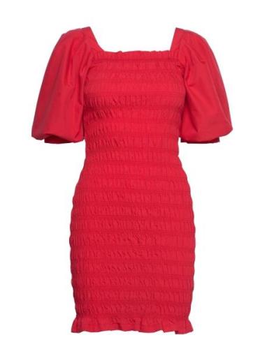 Rikka Plain Dress Lyhyt Mekko Red A-View