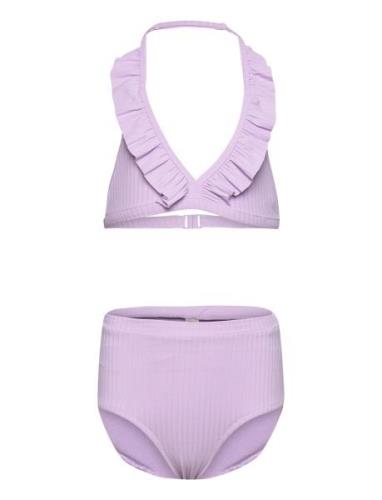 Bikini Bg Rib With Fril High Bikinit Purple Lindex