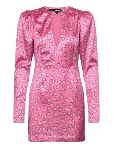 Satin Mini Cutout Dress Lyhyt Mekko Pink ROTATE Birger Christensen