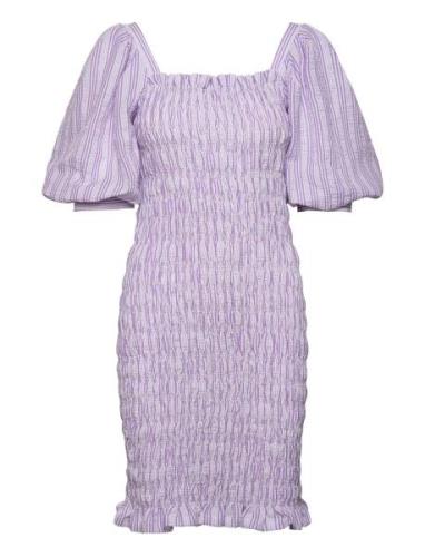 Rikka Stripe Dress Lyhyt Mekko Purple A-View