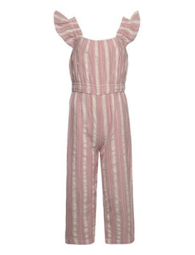 Striped Cotton Jumpsuit Jumpsuit Haalari Pink Mango