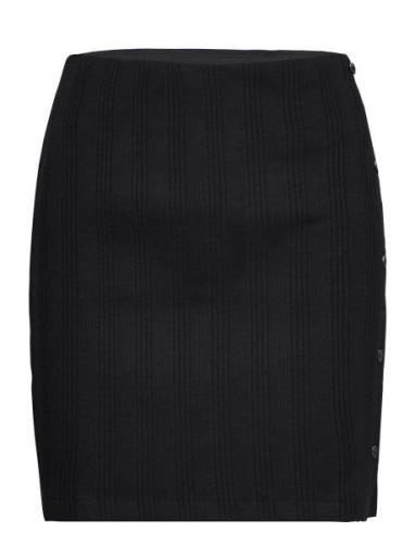 Badge Rib Elongated Skirt Lyhyt Hame Black Calvin Klein Jeans