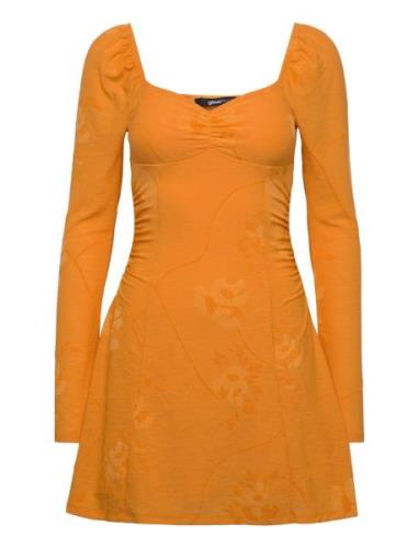 Jacquard Mini Dress Lyhyt Mekko Orange Gina Tricot