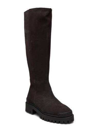 Boots - Flat Korkeavartiset Saapikkaat Brown ANGULUS