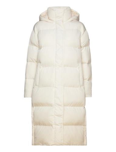 Longline Hooded Puffer Coat Topattu Pitkä Takki White Superdry