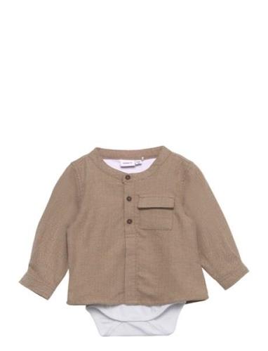 Nbmnupan Ls Shirtbody Bodies Long-sleeved Beige Name It