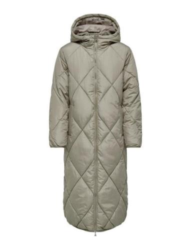 Onlnewtamara X-Long Quilted Coat Cc Otw Topattu Pitkä Takki Green ONLY