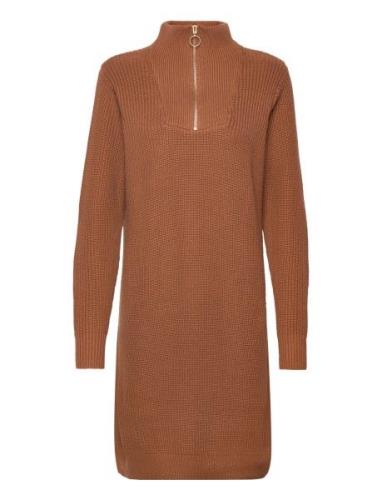 Kalioa Knit Dress Lyhyt Mekko Brown Kaffe