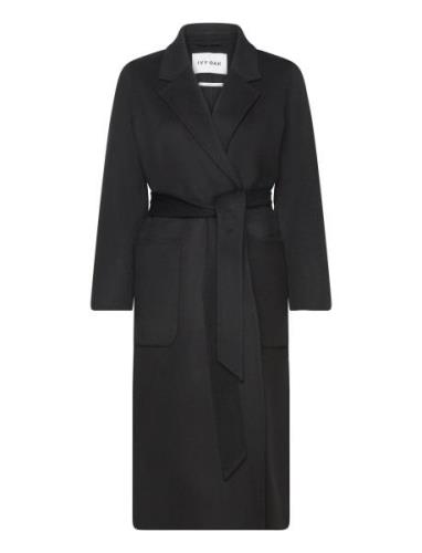 Belted Double Face Coat Outerwear Coats Winter Coats Black IVY OAK