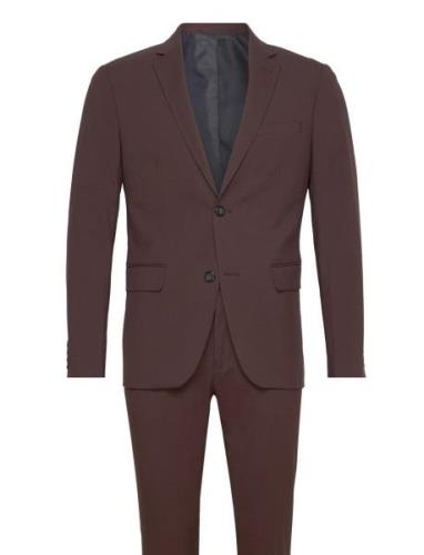 Plain Mens Suit - Normal Length Puku Burgundy Lindbergh