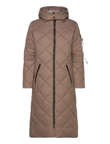 Crgaiagro Long Jacket Topattu Pitkä Takki Brown Cream