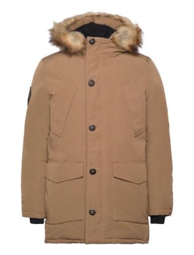 Everest Faux Fur Hooded Parka Parka Takki Beige Superdry