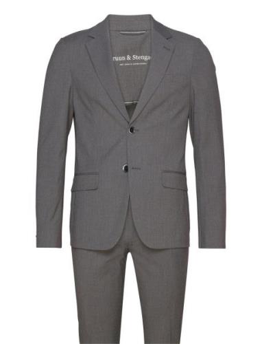 Bs Sonoma Slim Fit Suit Set Puku Grey Bruun & Stengade